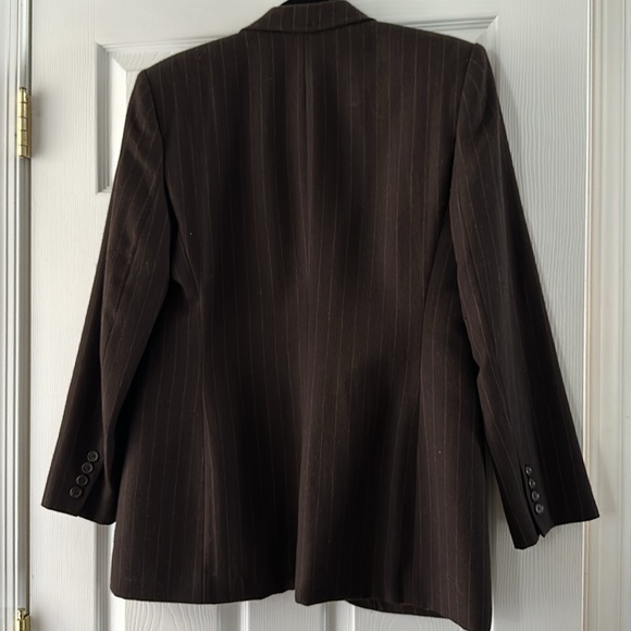 Lauren Ralph Lauren Pinstripe Wool Blazer in Brown - Picture 2 of 6